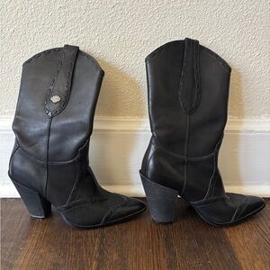 Harley-Davidson Black Heeled Boots with Cuban Heel